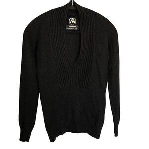 CLUB MONACO 100% Cashmere Sweater Tunic V Neck Black Women's XS